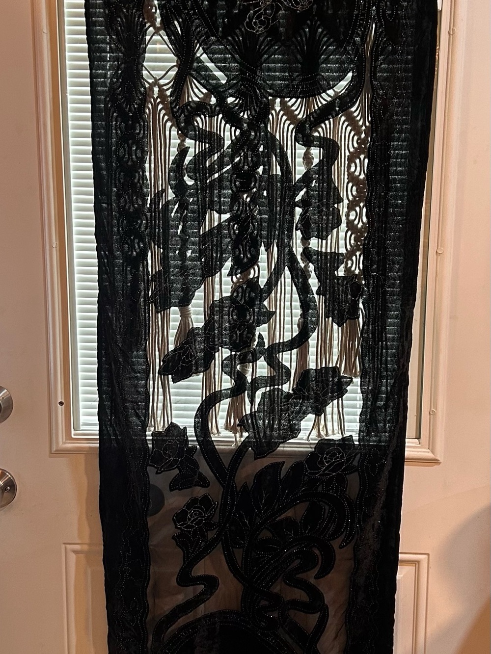 Black Lace Floral Fringe Scarf Wrap - Women Accessories